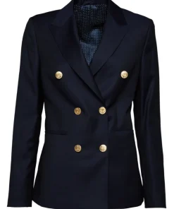 Blazer Caroline croisé pure laine à boutons dorés
