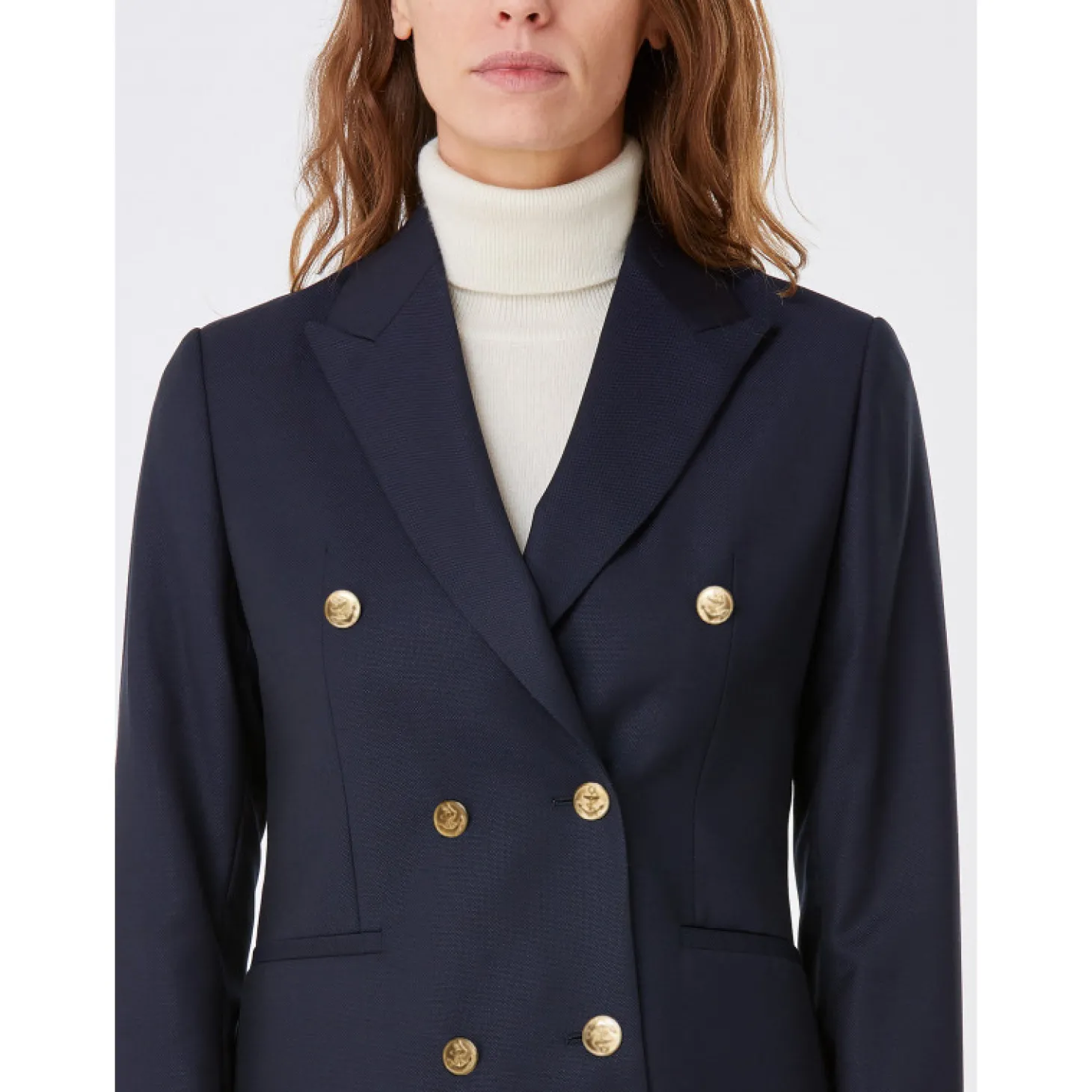 Blazer Caroline croisé pure laine à boutons dorés