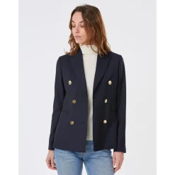 Blazer Caroline croisé pure laine à boutons dorés