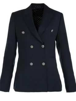 Blazer Caroline croisé pure laine à boutons argentés