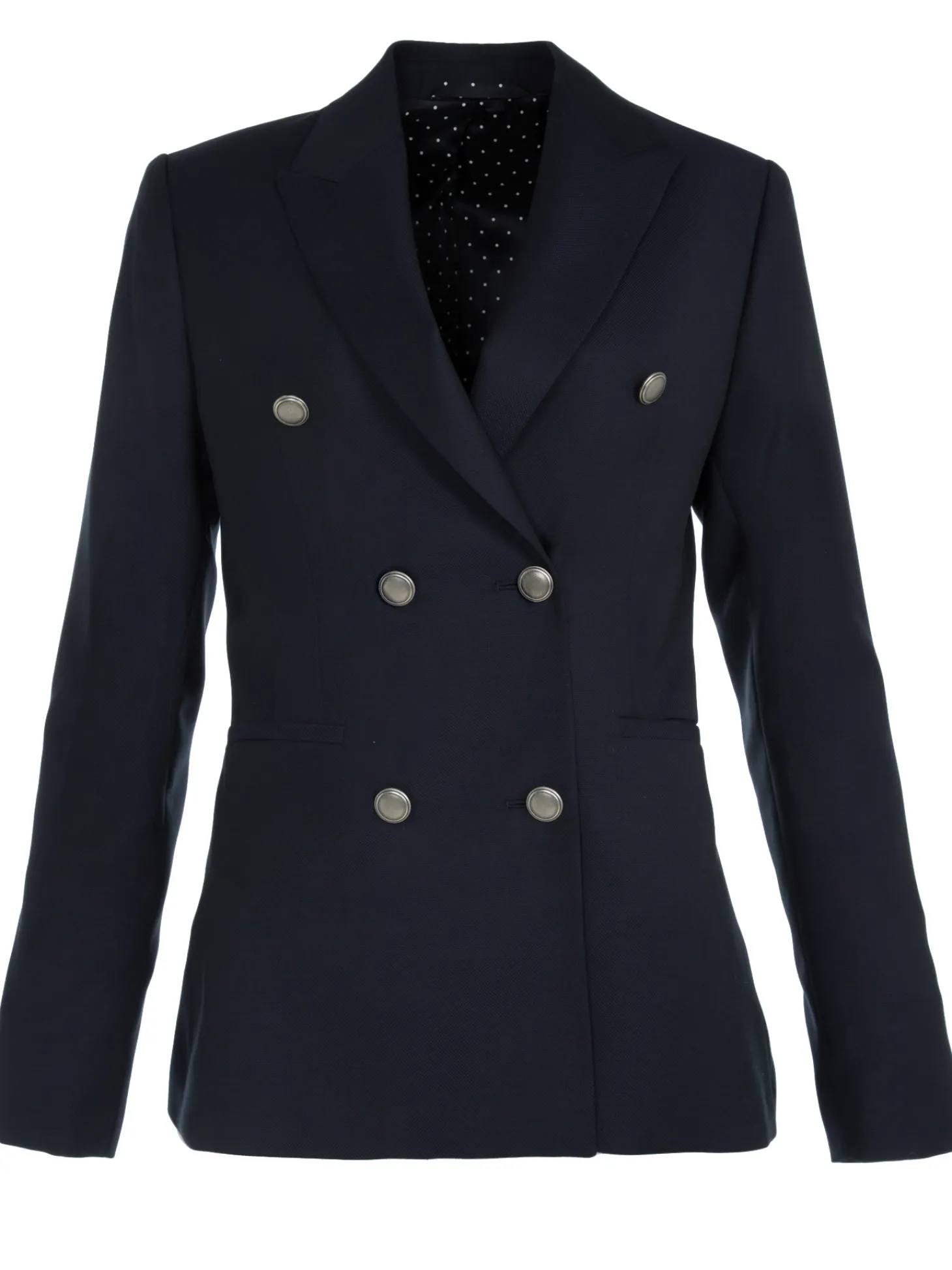 Blazer Caroline croisé pure laine à boutons argentés
