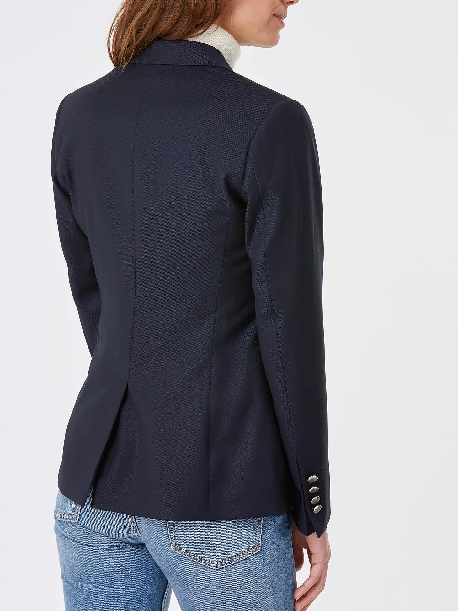 Blazer Caroline croisé pure laine à boutons argentés