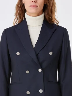 Blazer Caroline croisé pure laine à boutons argentés