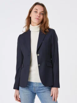 Blazer Daniela natté pure laine à boutons dorés