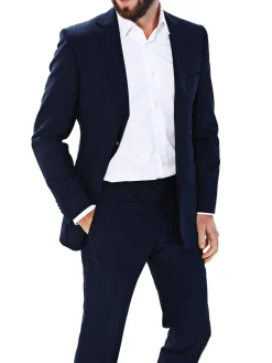 Blazer Didier grande taille ajusté pure laine piquée boutons argentés Tissus Reda