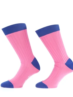 Chaussettes homme fil d'Ecosse 100% coton rose et indigo