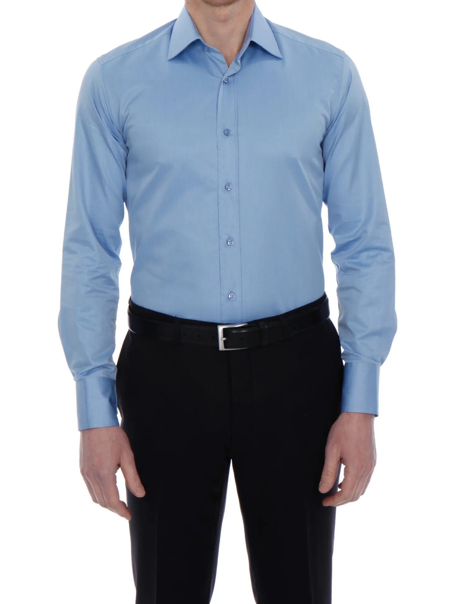Chemise Benton cintrée unie en pur coton à poignet mousquetaire Palma