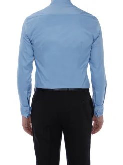 Chemise Benton cintrée unie en pur coton à poignet mousquetaire Palma