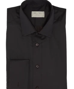 Chemise Benton cintrée unie en pur coton à poignet mousquetaire Palma