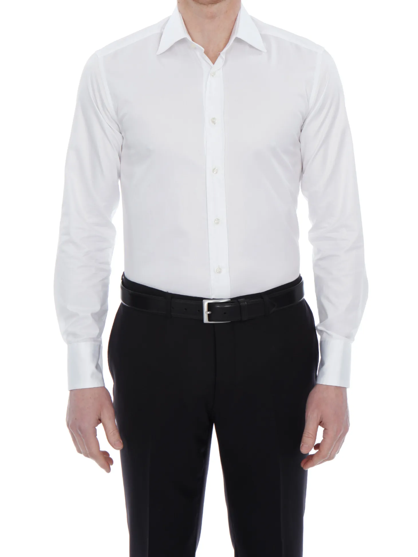 Chemise Benton cintrée unie en pur coton à poignet mousquetaire Palma