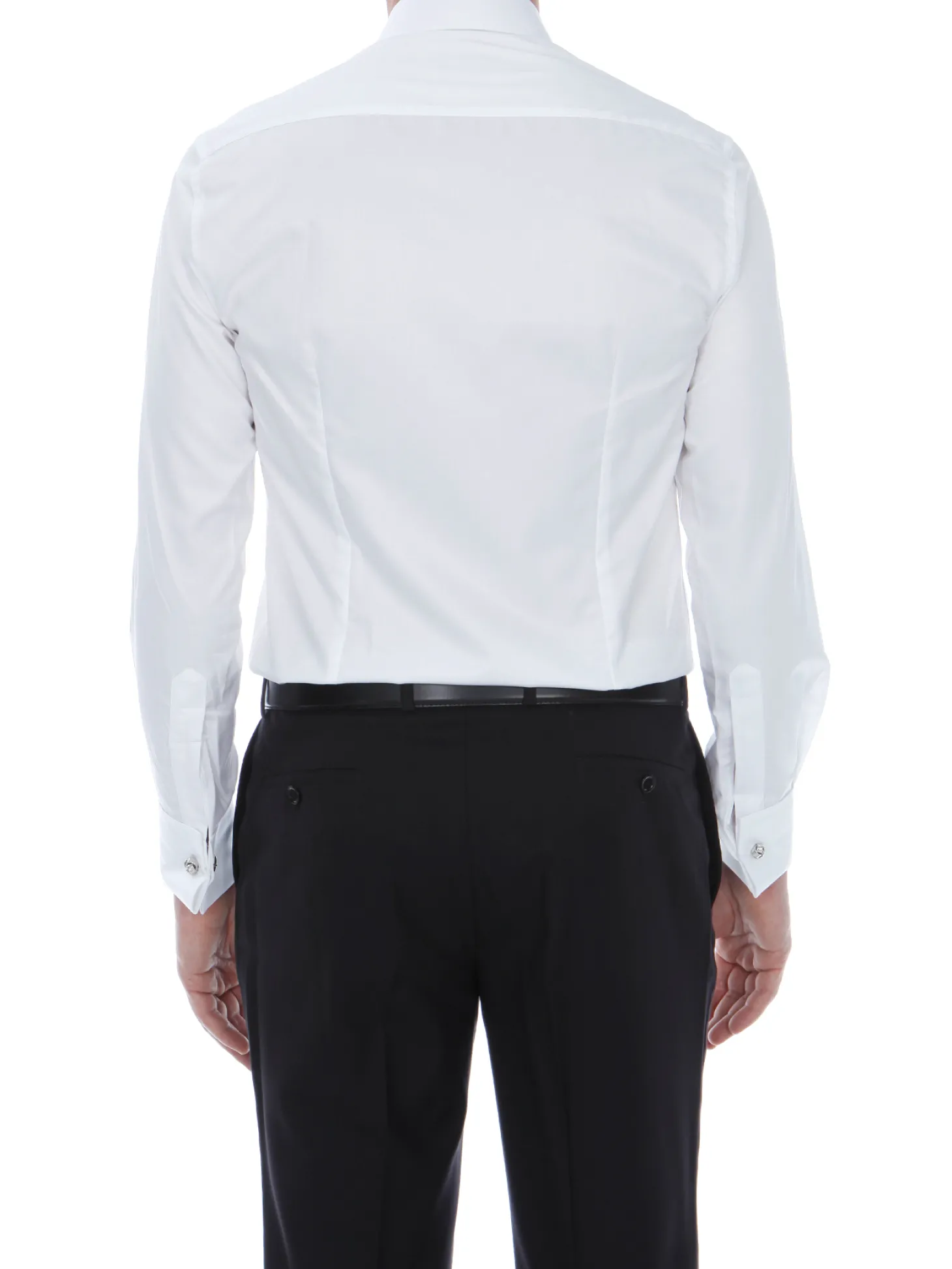 Chemise Benton cintrée unie en pur coton à poignet mousquetaire Palma