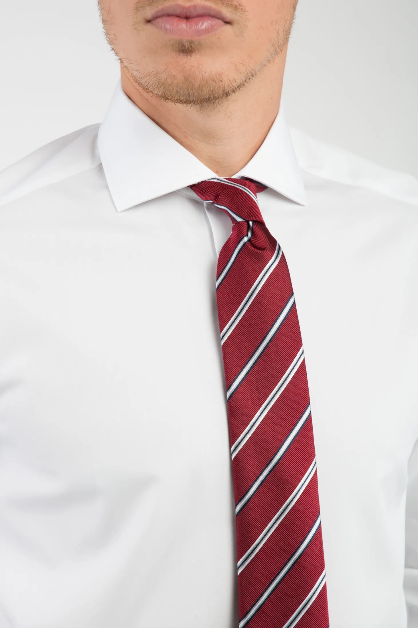 Chemise Paolo cintrée col italien en pur coton Easy Care Non Iron