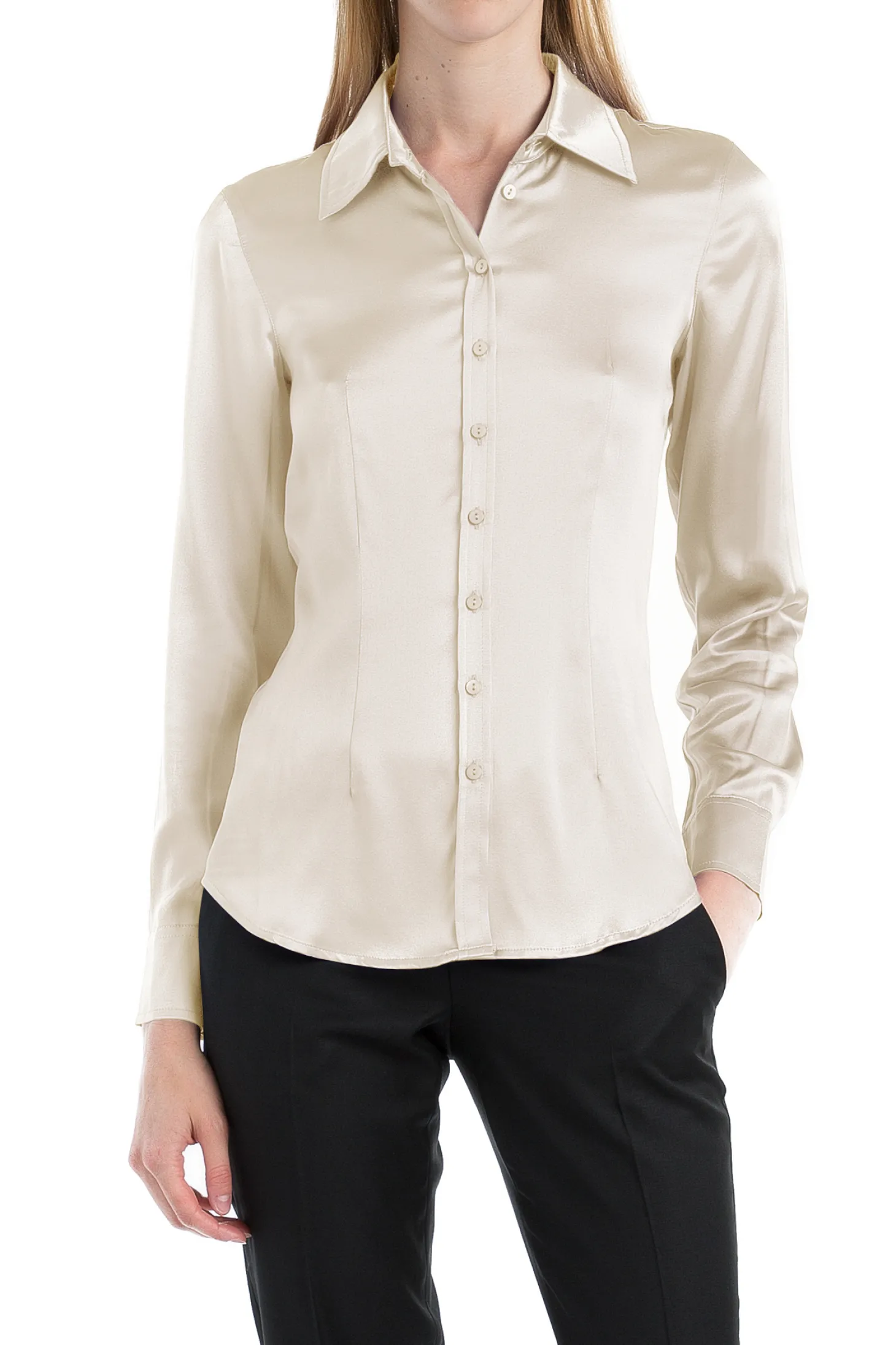Chemisier cintré satin pure soie Victoria