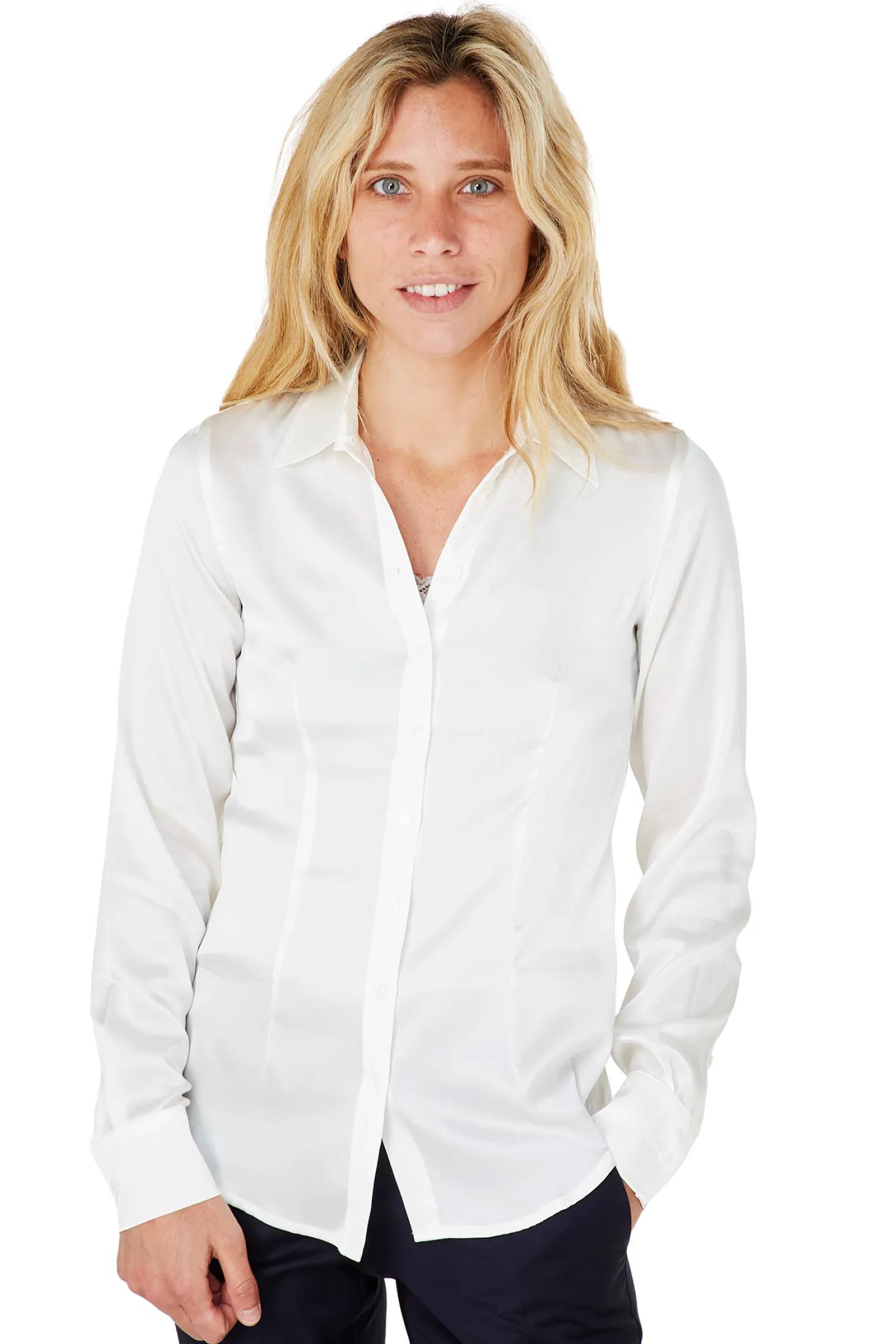 Chemisier cintré satin pure soie Victoria