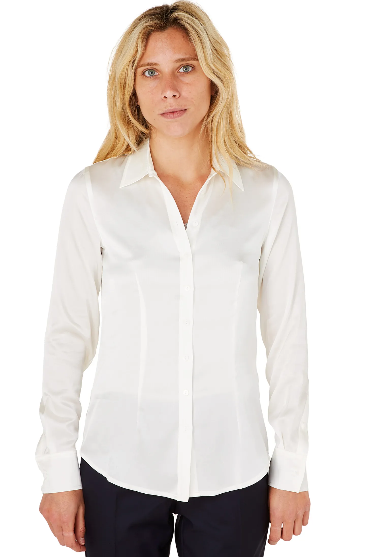 Chemisier cintré satin pure soie Victoria