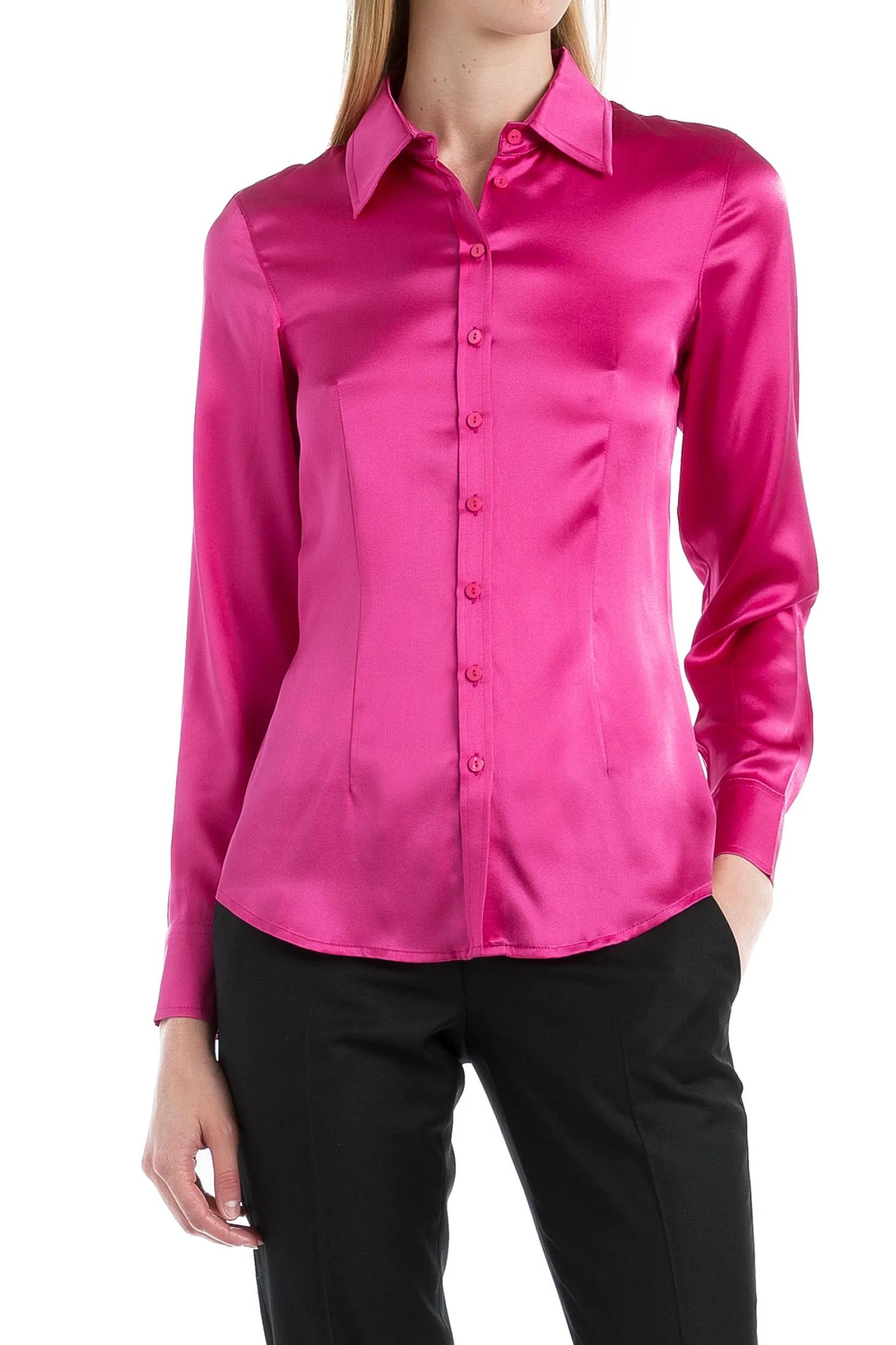 Chemisier cintré satin pure soie Victoria