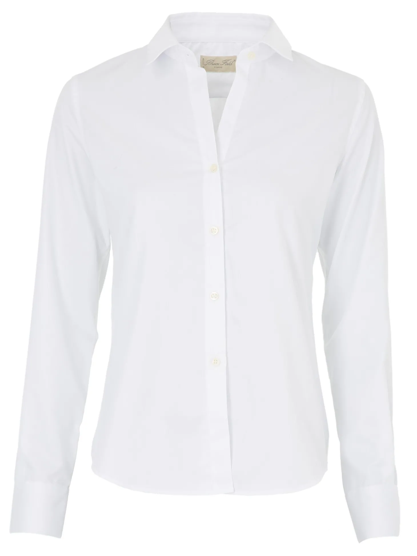 Chemisier cintré Thyna en pure coton Easy care Non Iron uni et décolleté profond