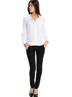 Chemisier cintré Thyna en pure coton Easy care Non Iron uni et décolleté profond