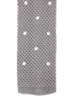 Cravate fine en maille tricot pure soie à pois
