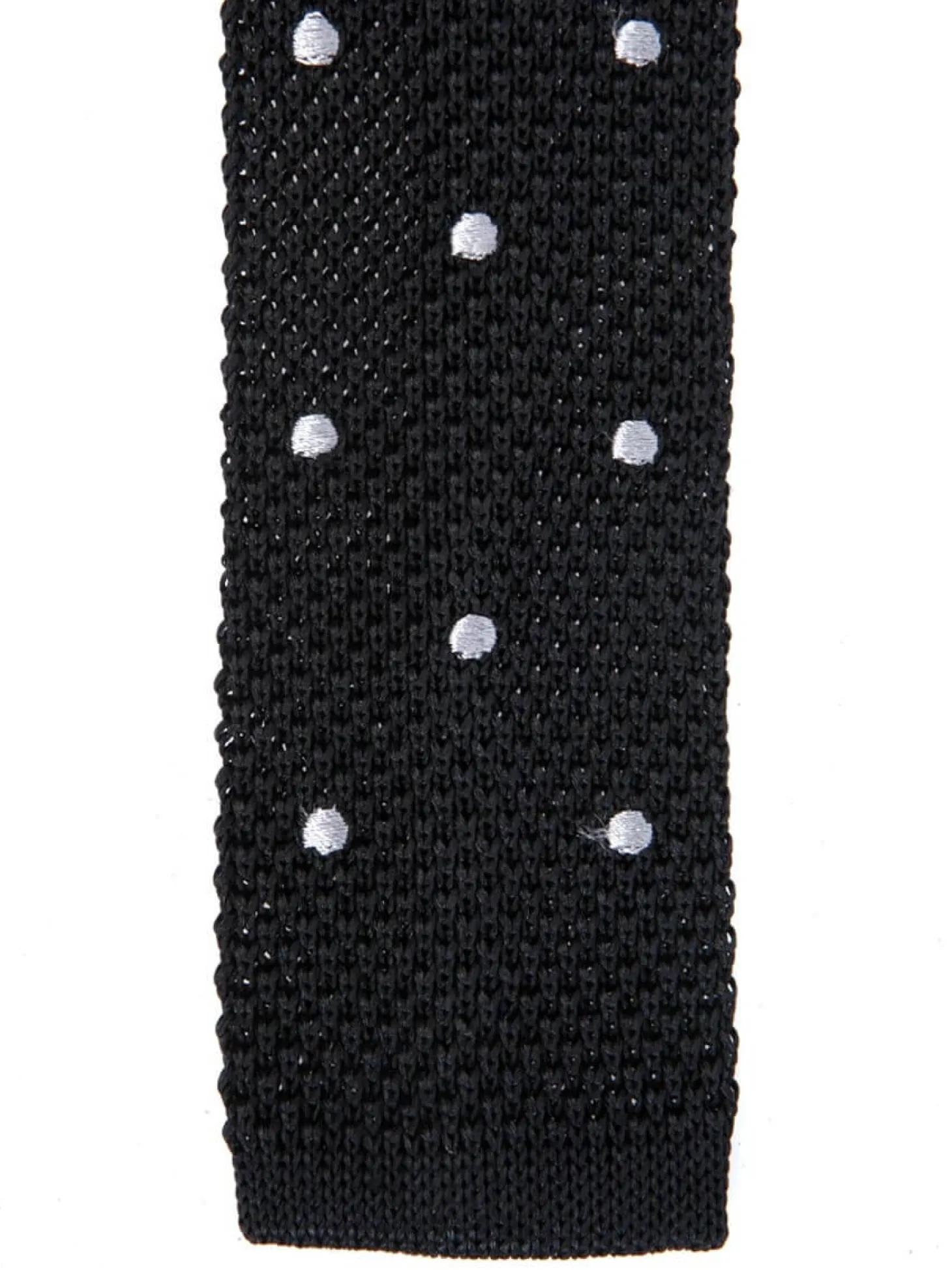 Cravate fine en maille tricot pure soie à pois