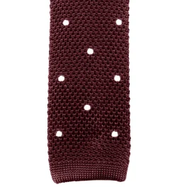 Cravate fine en maille tricot pure soie à pois