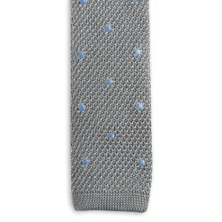 Cravate fine en maille tricot pure soie à pois