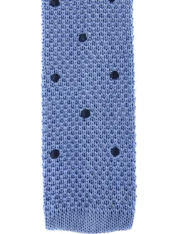 Cravate fine en maille tricot pure soie à pois