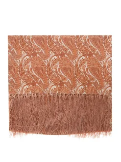 Foulard en pure soie motif cachemire camel