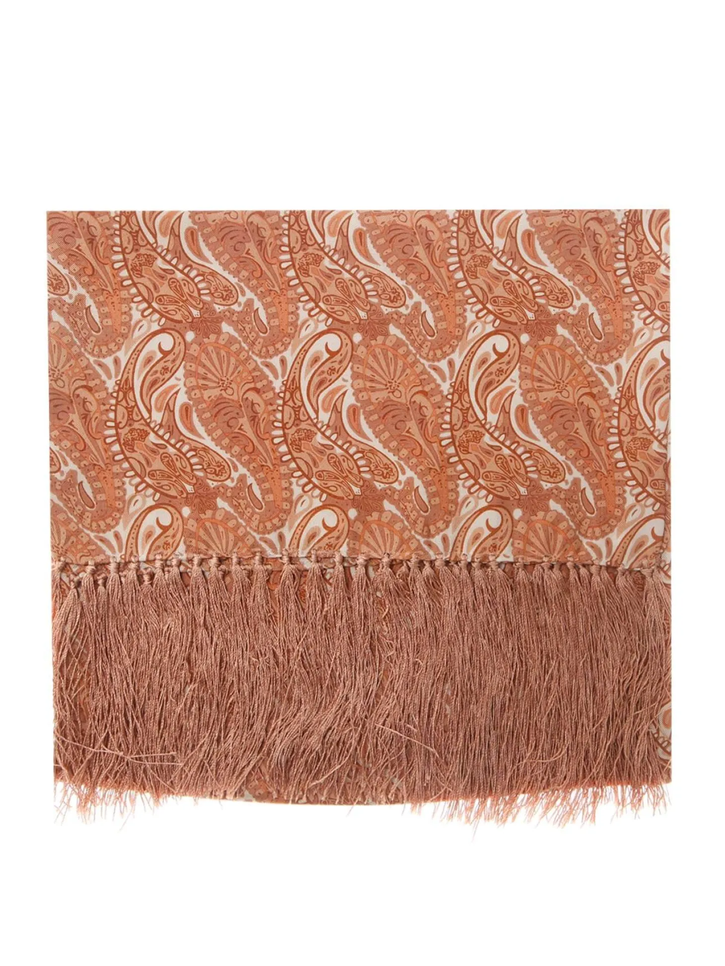 Foulard en pure soie motif cachemire camel
