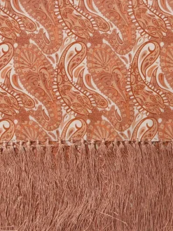 Foulard en pure soie motif cachemire camel