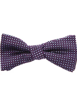 Noeud papillon pure soie à damier parme