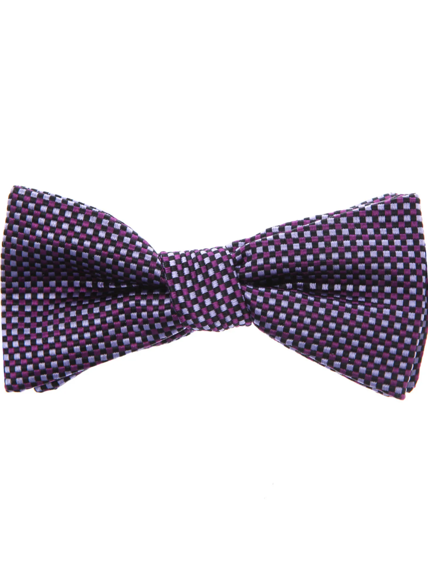 Noeud papillon pure soie à damier parme