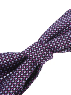 Noeud papillon pure soie à damier parme