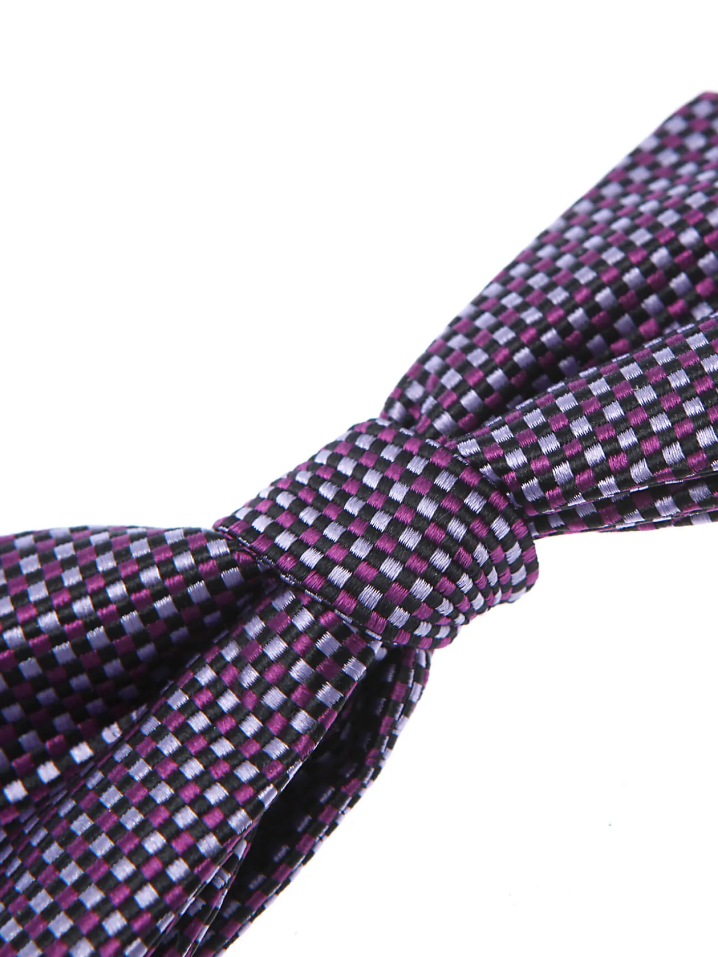Noeud papillon pure soie à damier parme