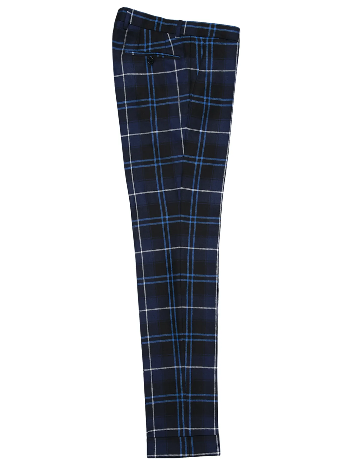 Pantalon ajusté pure laine anglaise tartan Paride