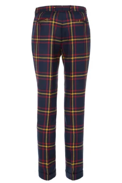 Pantalon ajusté pure laine anglaise tartan Paride
