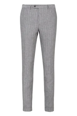 Pantalon Paride coupe droite rayé en pur lin