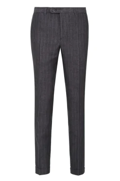 Pantalon Paride coupe droite rayé en pur lin