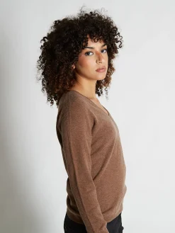 Pull fermme col V en laine et cachemire jauge 12 Maeva