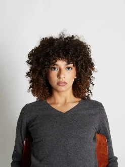 Pull fermme col V en laine et cachemire jauge 12 Maeva