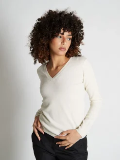 Pull fermme col V en laine et cachemire jauge 12 Maeva
