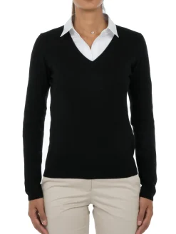 Pull fermme col V en laine et cachemire jauge 12 Maeva