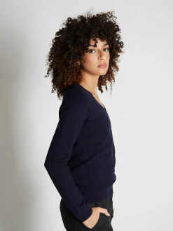 Pull fermme col V en laine et cachemire jauge 12 Maeva