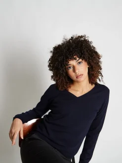 Pull fermme col V en laine et cachemire jauge 12 Maeva