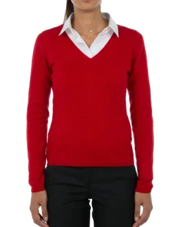 Pull fermme col V en laine et cachemire jauge 12 Maeva