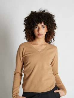 Pull fermme col V en laine et cachemire jauge 12 Maeva