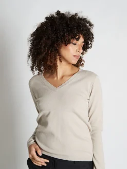Pull fermme col V en laine et cachemire jauge 12 Maeva