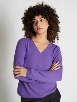 Pull fermme col V en laine et cachemire jauge 12 Maeva
