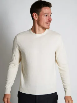 Pull homme col rond en laine et cachemire fin jauge 12 Marius