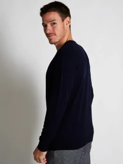 Pull homme col rond en laine et cachemire fin jauge 12 Marius
